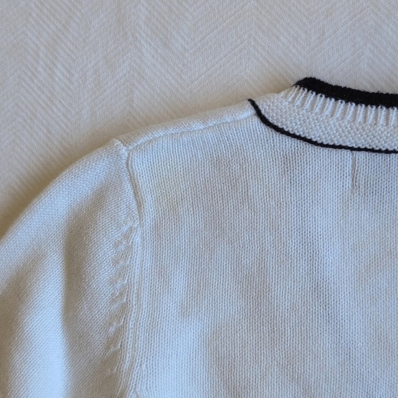 mayoral preppy white cotton knit cardigan sweater with navy trim 1-2 months baby - Picture 7 of 7